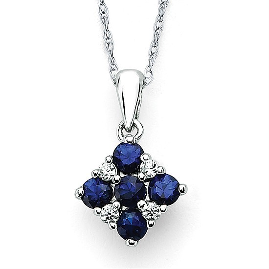 Featured image for “14k Sapphire Pendant with Diamond Accents”
