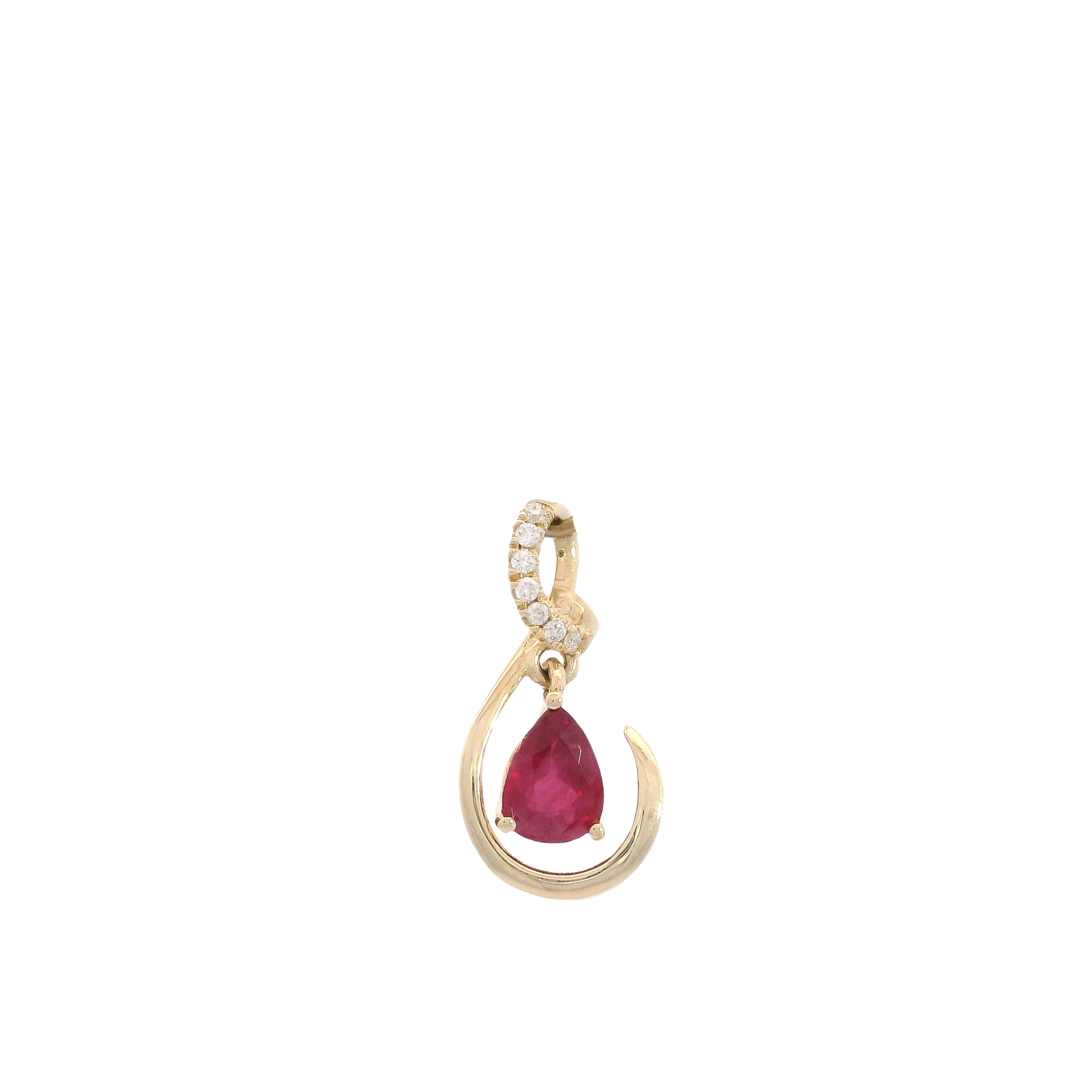 14k Floating Ruby Pendant with Diamond Accents