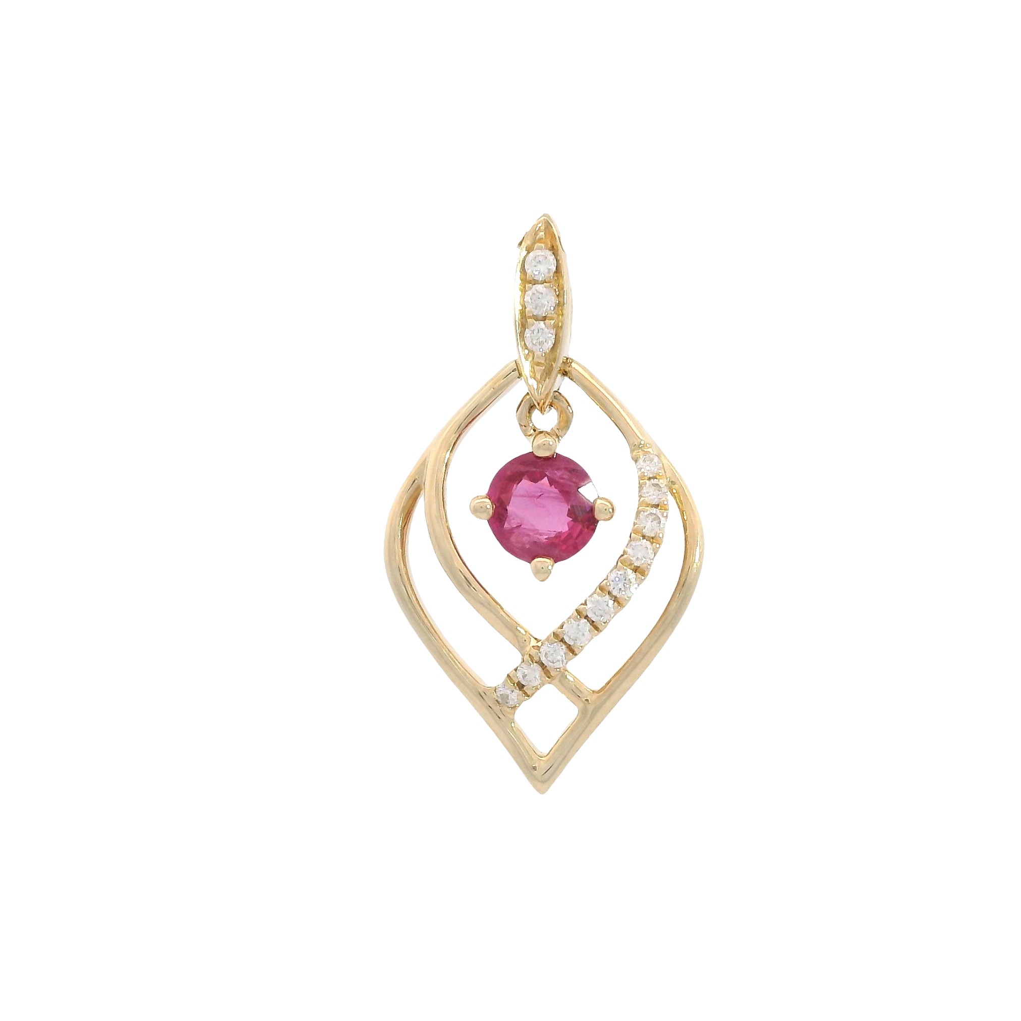 14k Floating Ruby Pendant with Diamond Accents