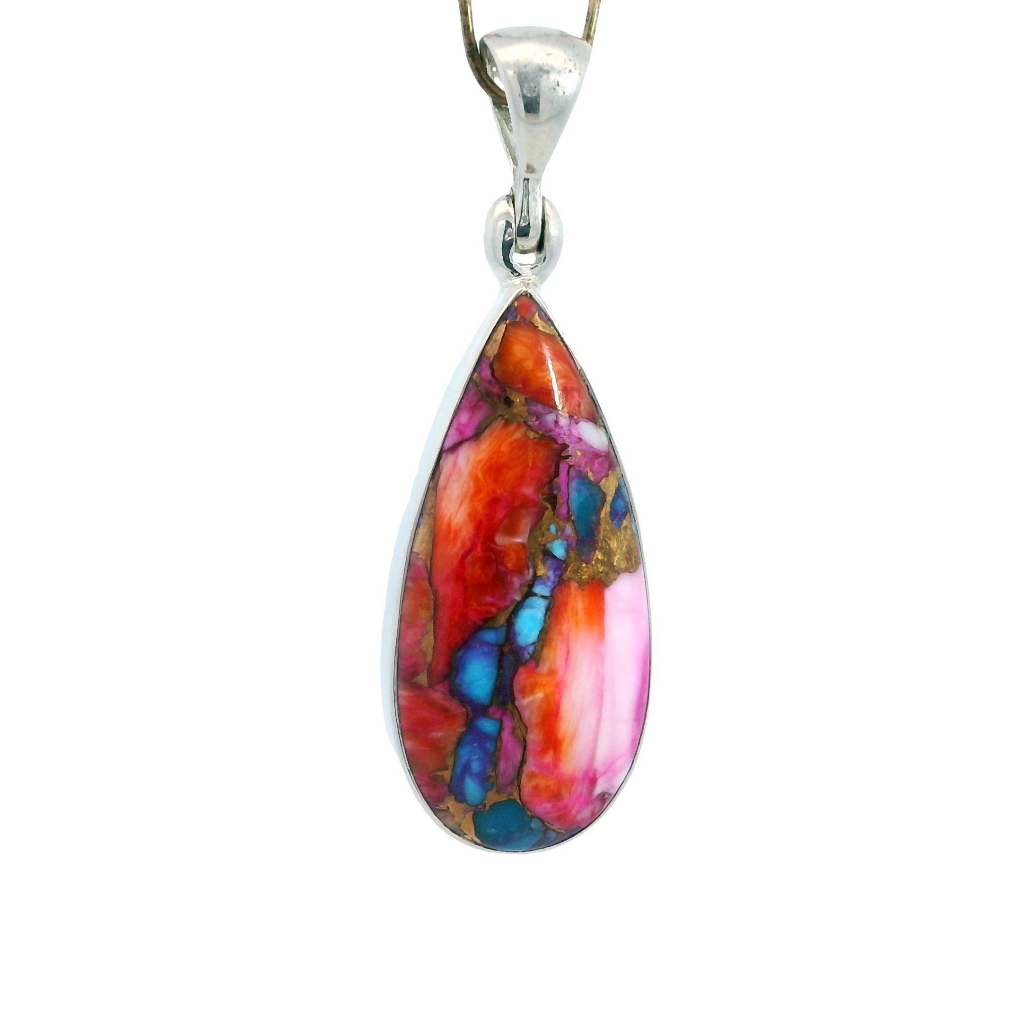 Sterling Silver Spiny Oyster Turquoise Pendant