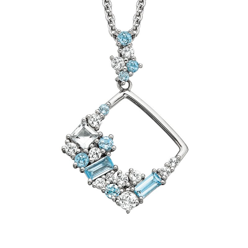 Sterling Silver Blue and White Topaz Pendant