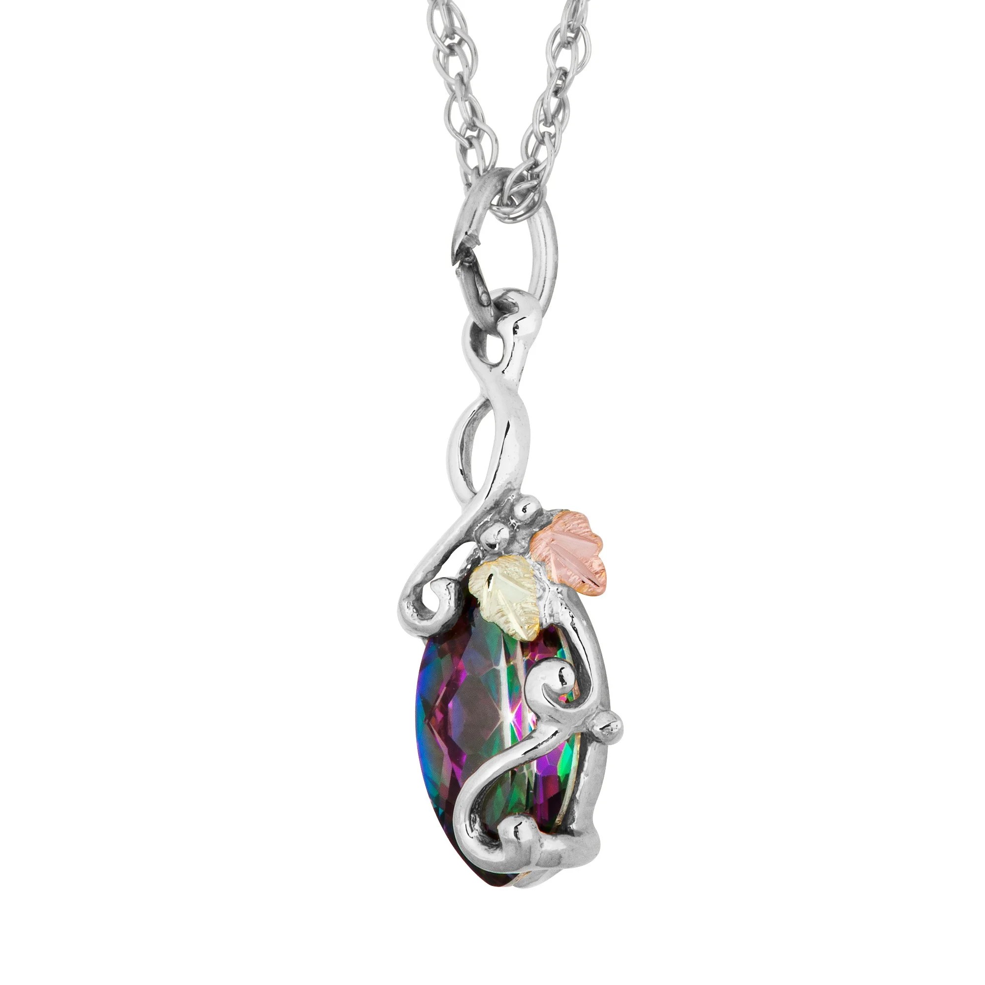 Featured image for “Sterling Silver Mystic Topaz Pendant with Black Hills Accents”