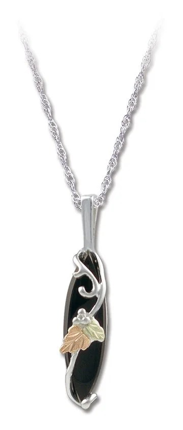 Featured image for “Sterling Silver Black onyx Pendant with Black Hills Accents”