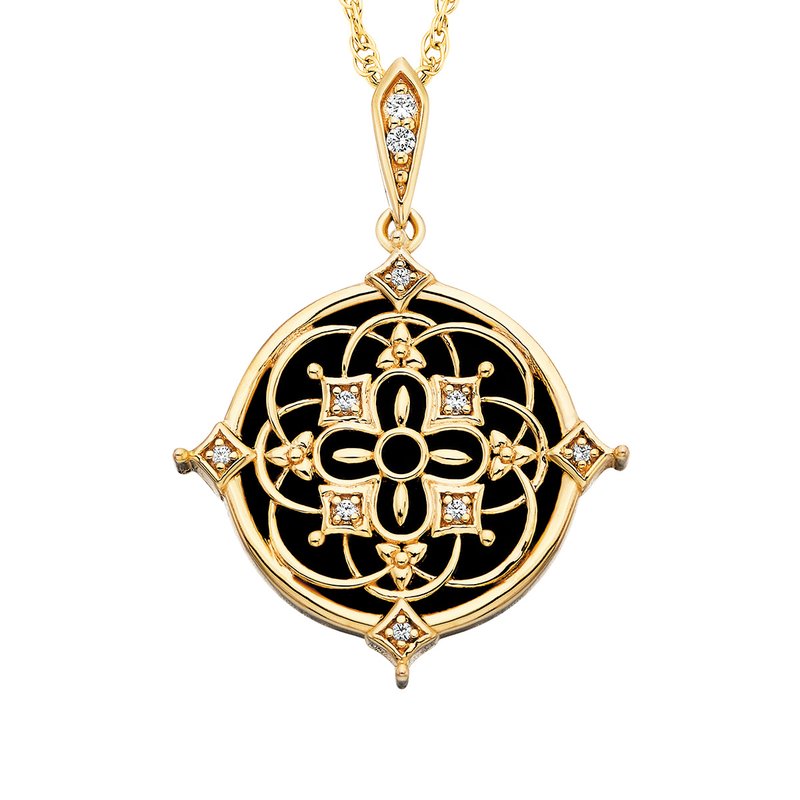 Featured image for “Vermeil Onyx Pendant with White Sapphire Accents”