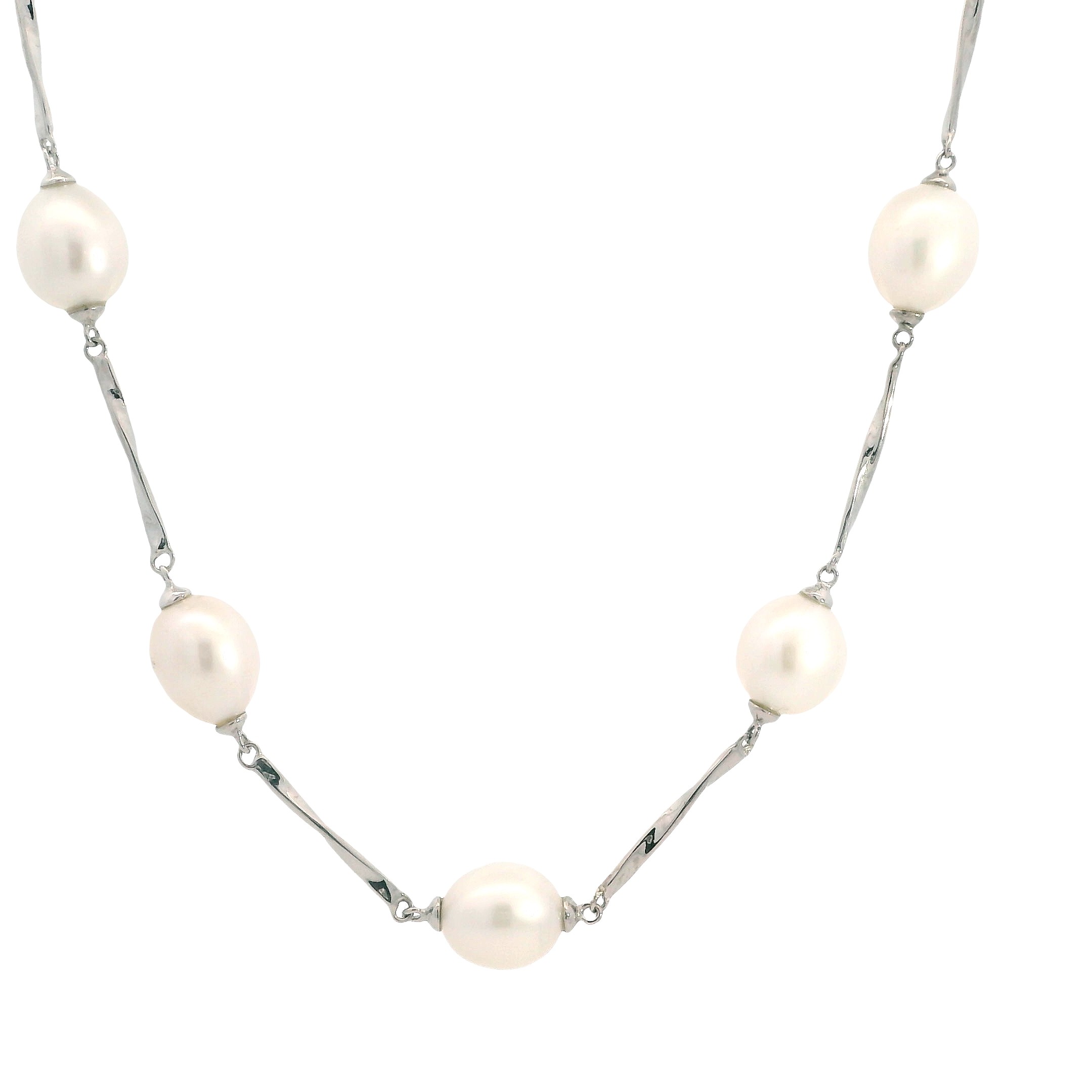 Sterling Silver Freshwater Pearl Station Necklace