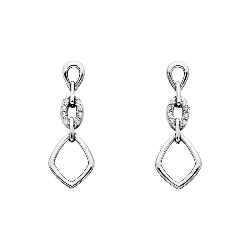 Sterling Silver Diamond Link Earrings