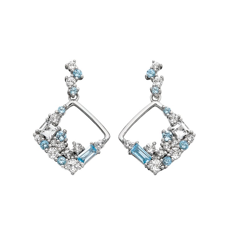 Featured image for “Sterling Silver White and Blue Topaz Earrings”