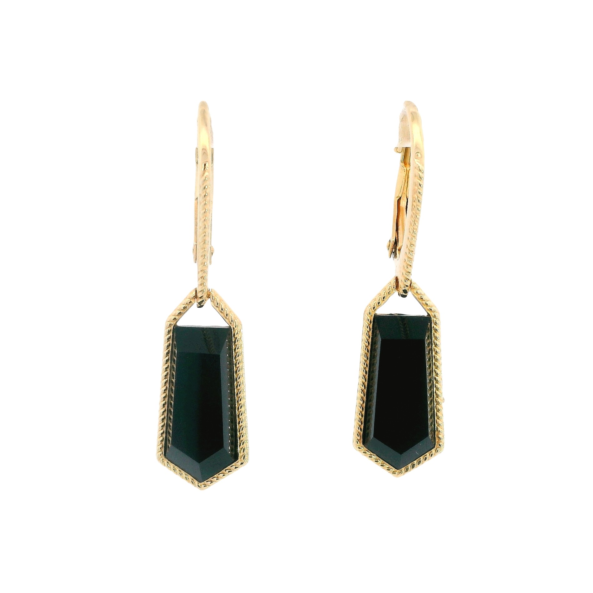 Featured image for “Vermeil Fancy Cut Black Onyx Earrings”