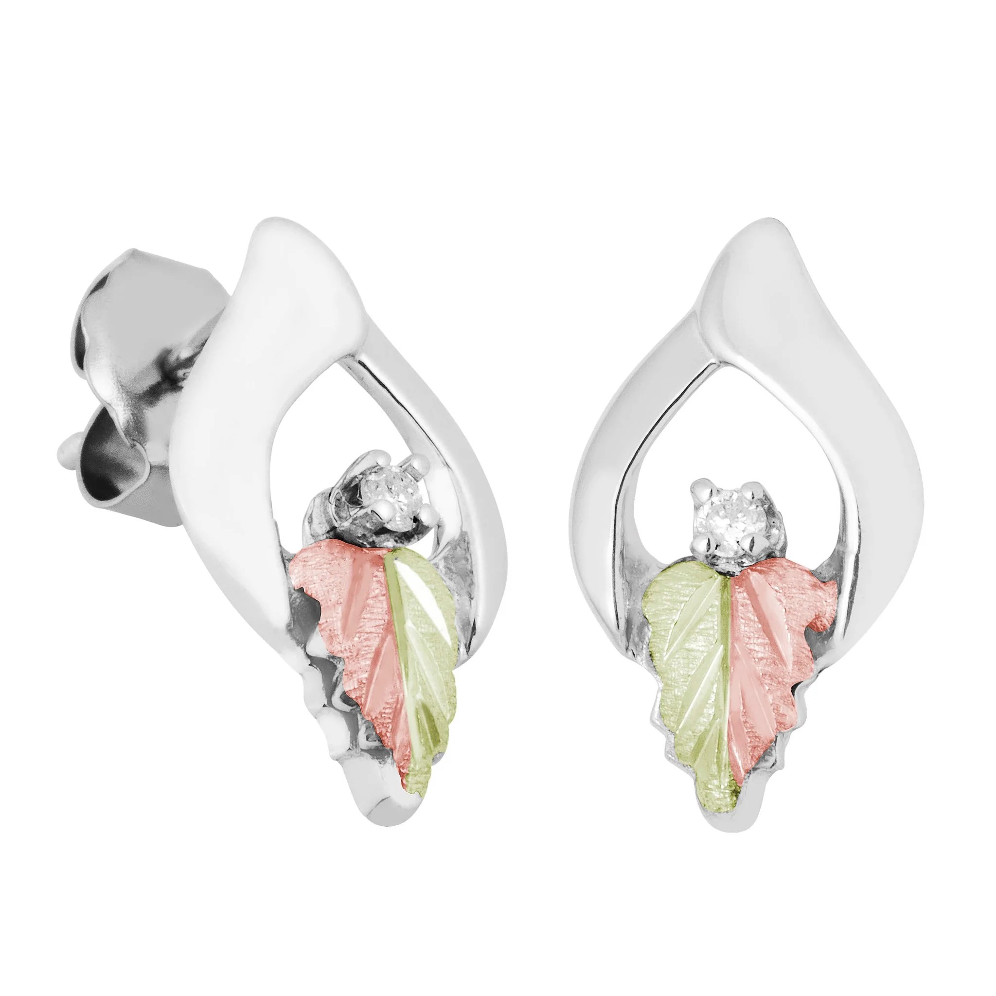 Featured image for “Sterling Silver Diamond Earrings with Black Hills Accents”