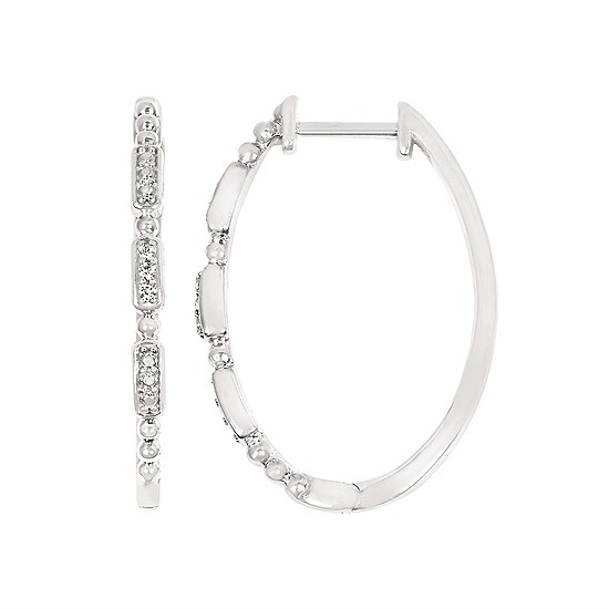 Featured image for “Sterling Silver Oval Diamond Hoops”