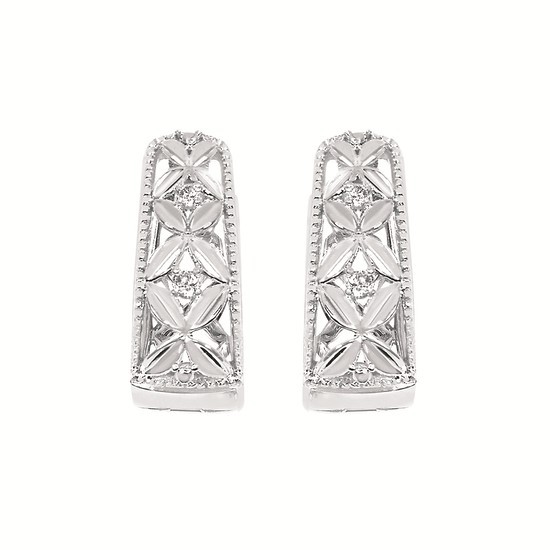 Featured image for “Sterling Silver Huggies with Diamond Accents”