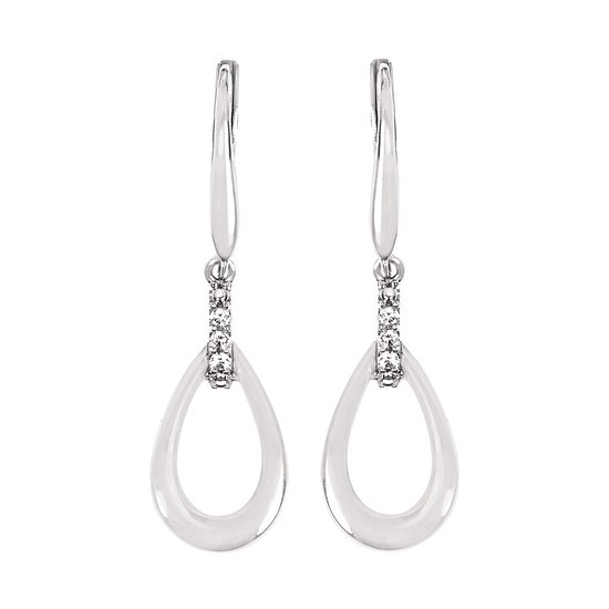 Featured image for “Sterling Silver Diamond Dangle Earrings”