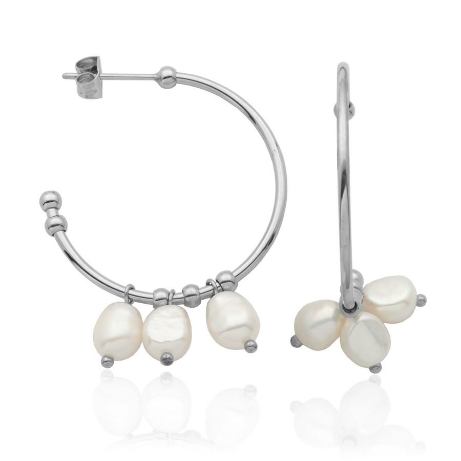 Featured image for “Stainless Steel Freshwater Pearl Hoops”