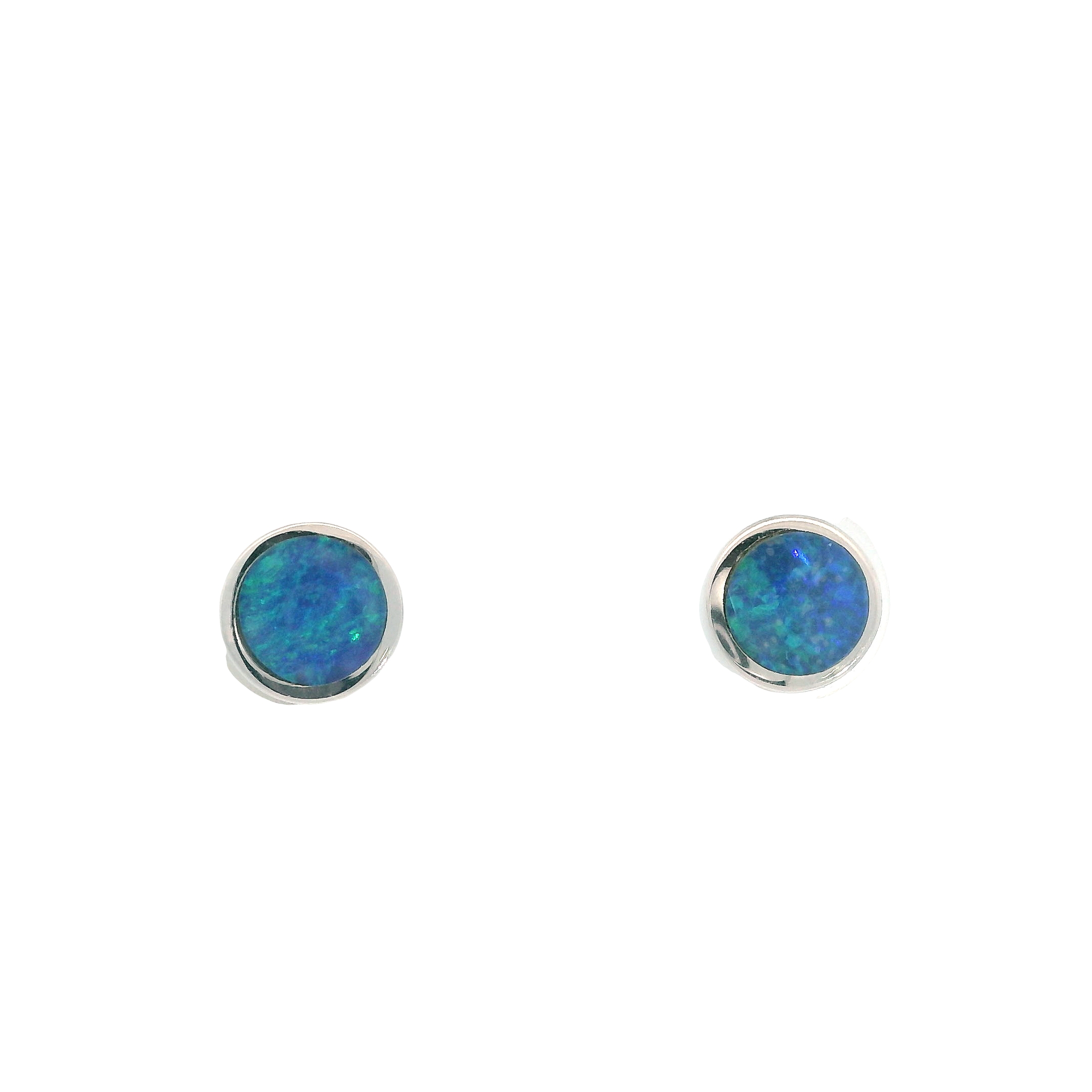 Sterling Silver Blue Opal Doublet Studs