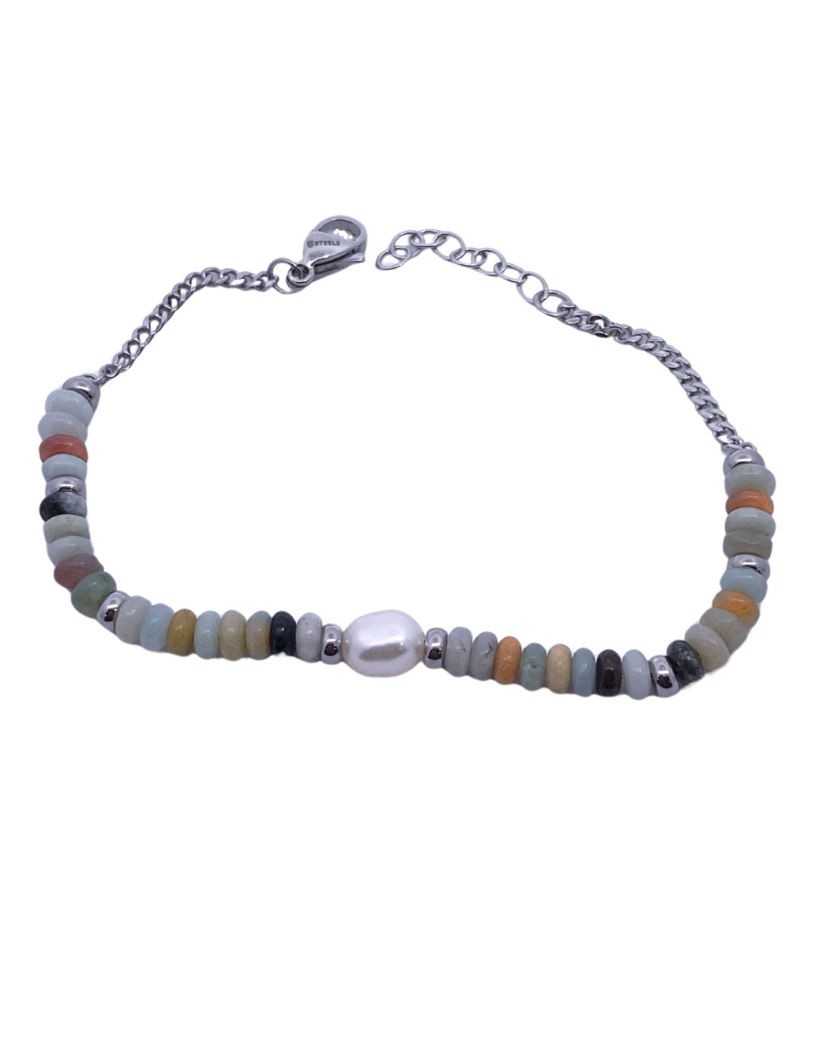 Featured image for “Stainless Steel Pearl and Bead Bracelet”