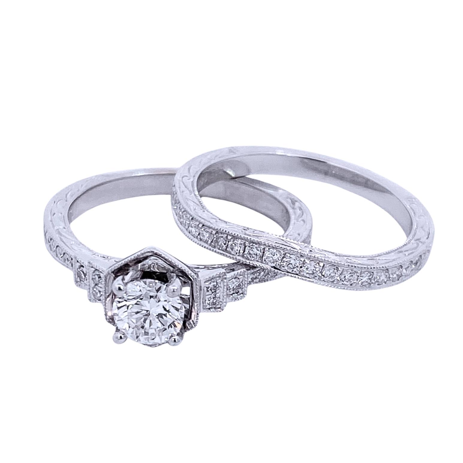 14K Diamond Wedding Set
