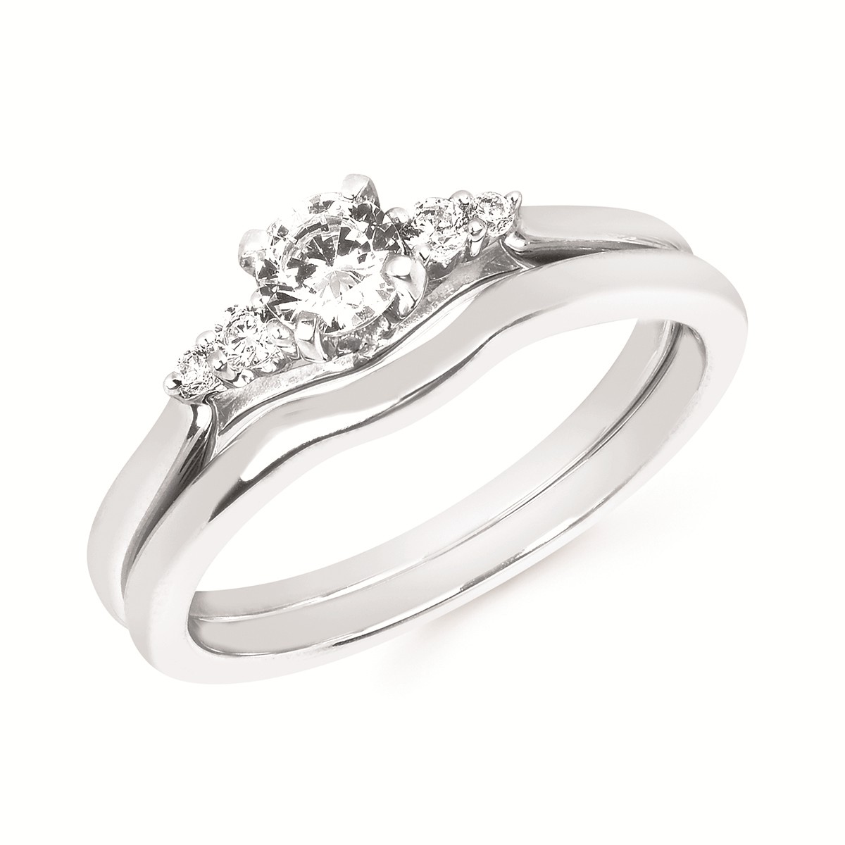 14k White Gold & Diamond Wedding Set