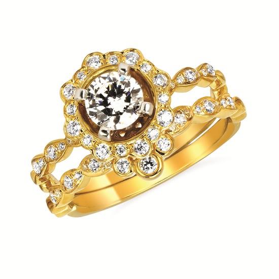 14k Vintage Inspired Diamond Wedding Band
