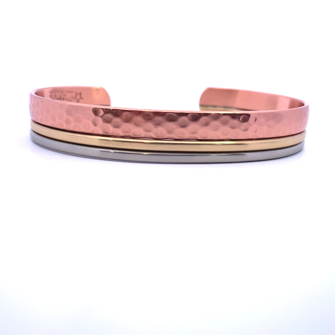 Featured image for “Tri-Tone Hammered Copper Bracelet”