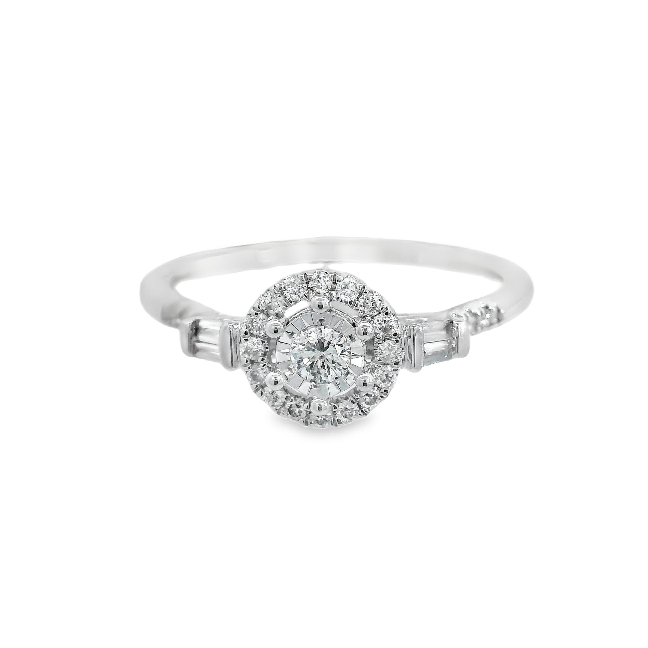 Featured image for “14K White Gold Diamond Halo Engagement Ring”