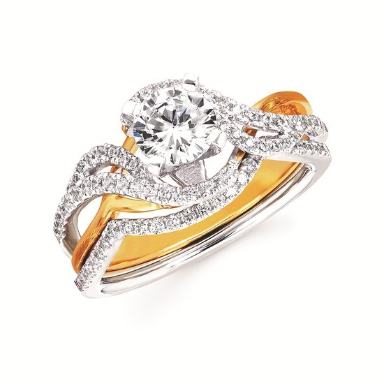 Featured image for “14k two-Tone Oval Semi-Mount Wedding Set”
