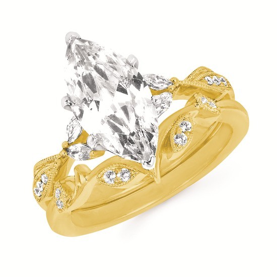 Featured image for “14k Marquise Semi-mount Wedding Set”