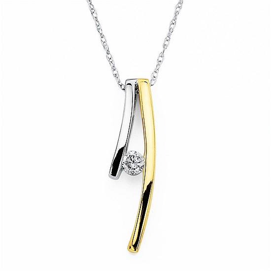 14K Two-Toned Diamond Pendant