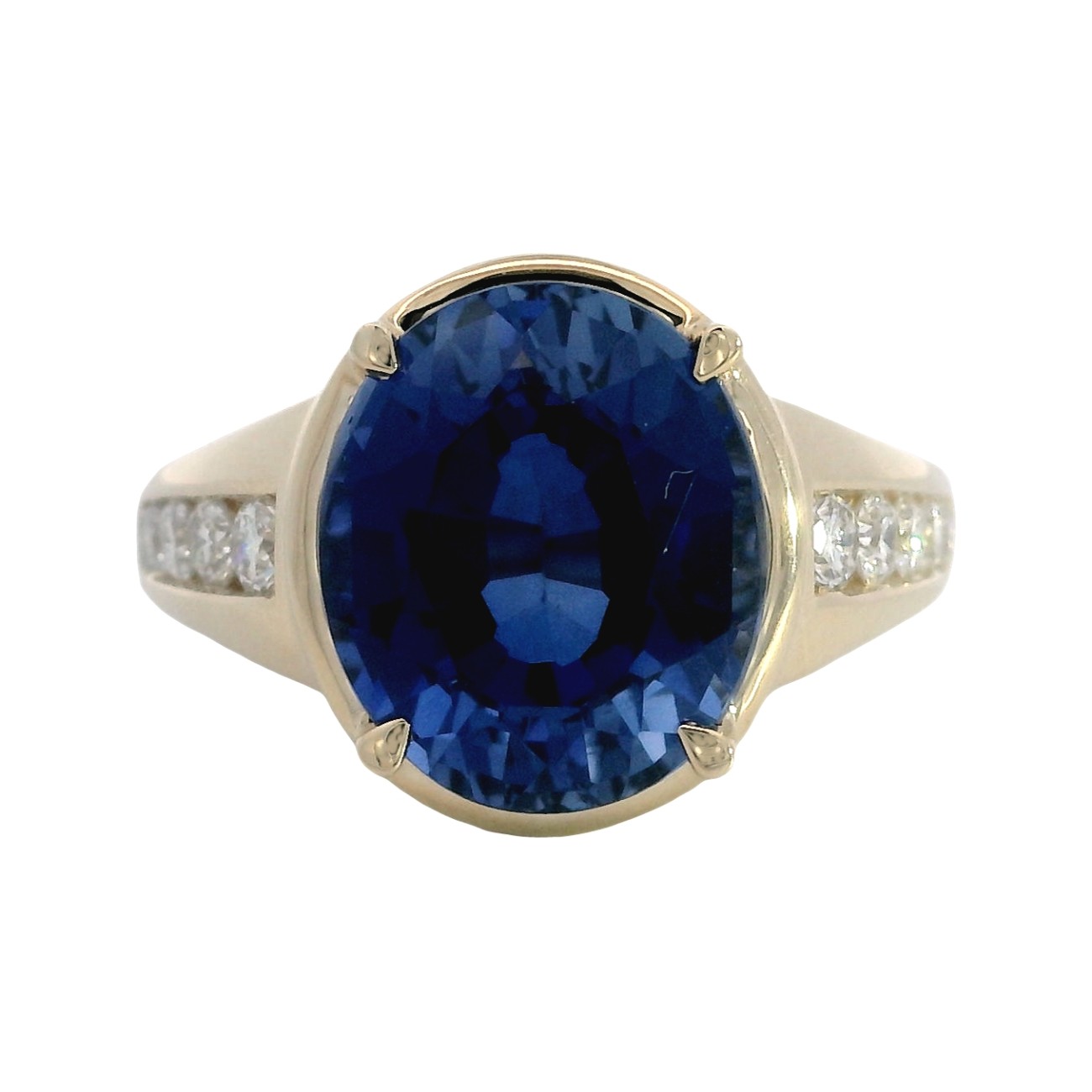 Featured image for “14k Lab Created Sapphire Ring with Diamond Accents”