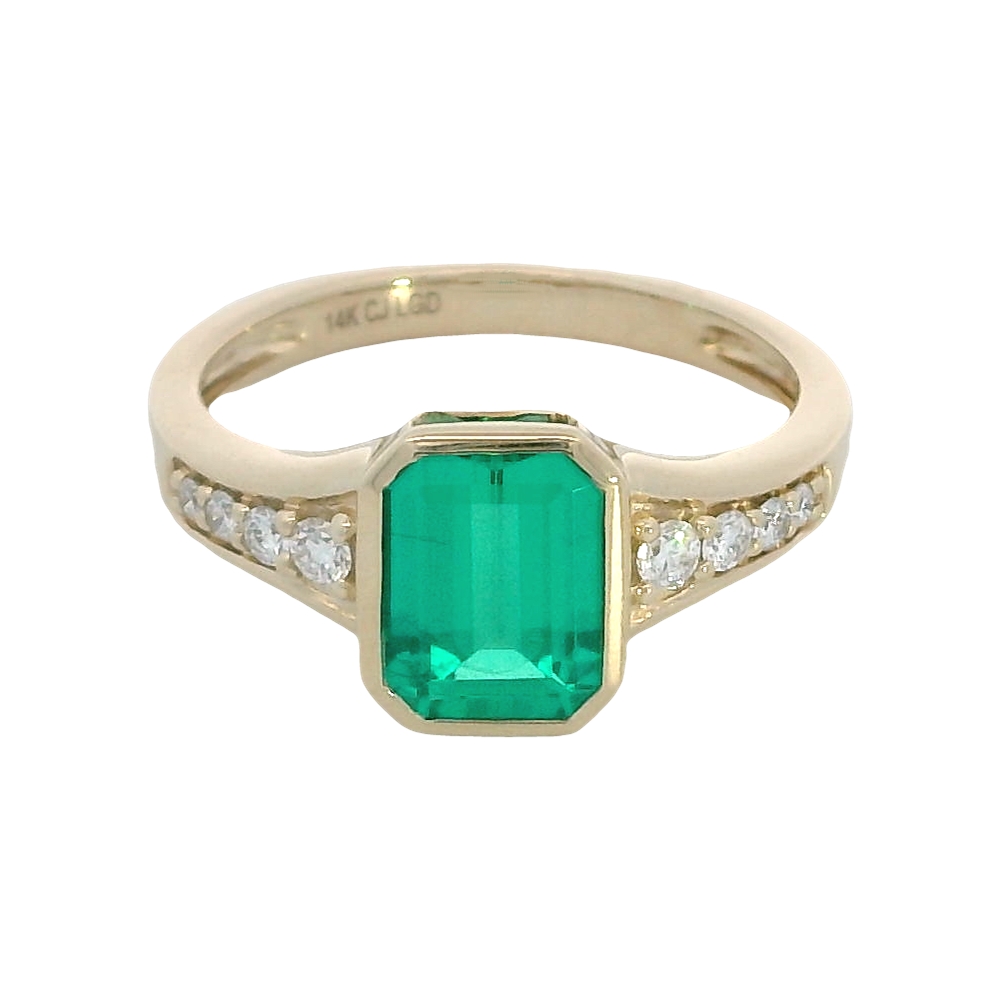 Featured image for “14k Lab Created Emerald Ring with Diamond Accents”