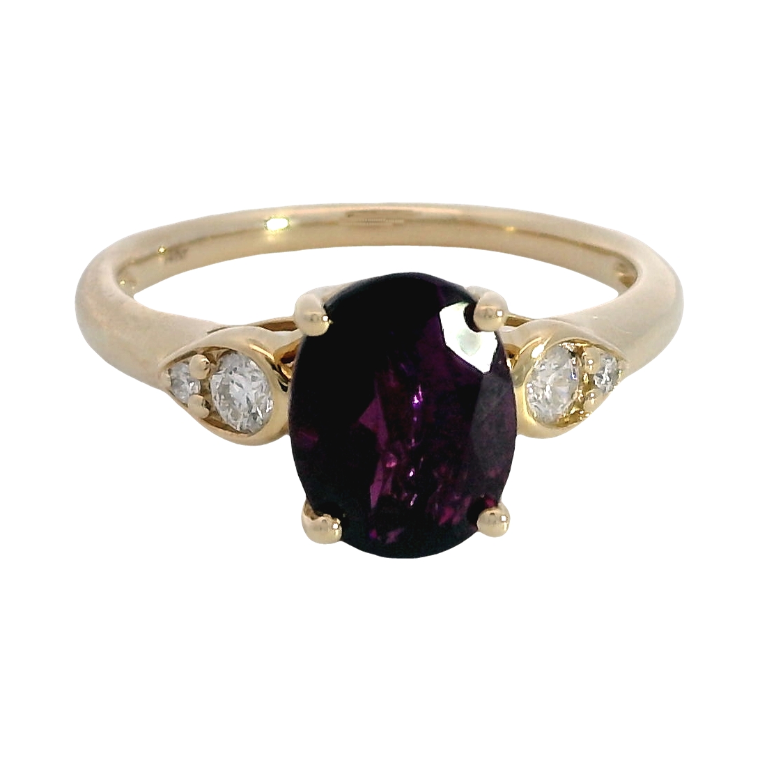 Featured image for “14k Rhodalite Garnet Ring with Diamond Accents”