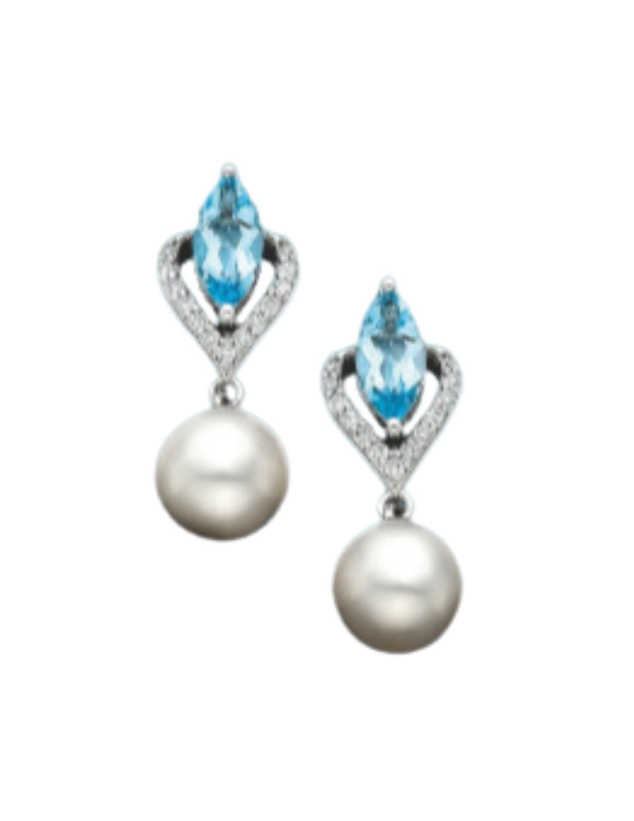Featured image for “10K Pearl and Blue Topaz Earrings”