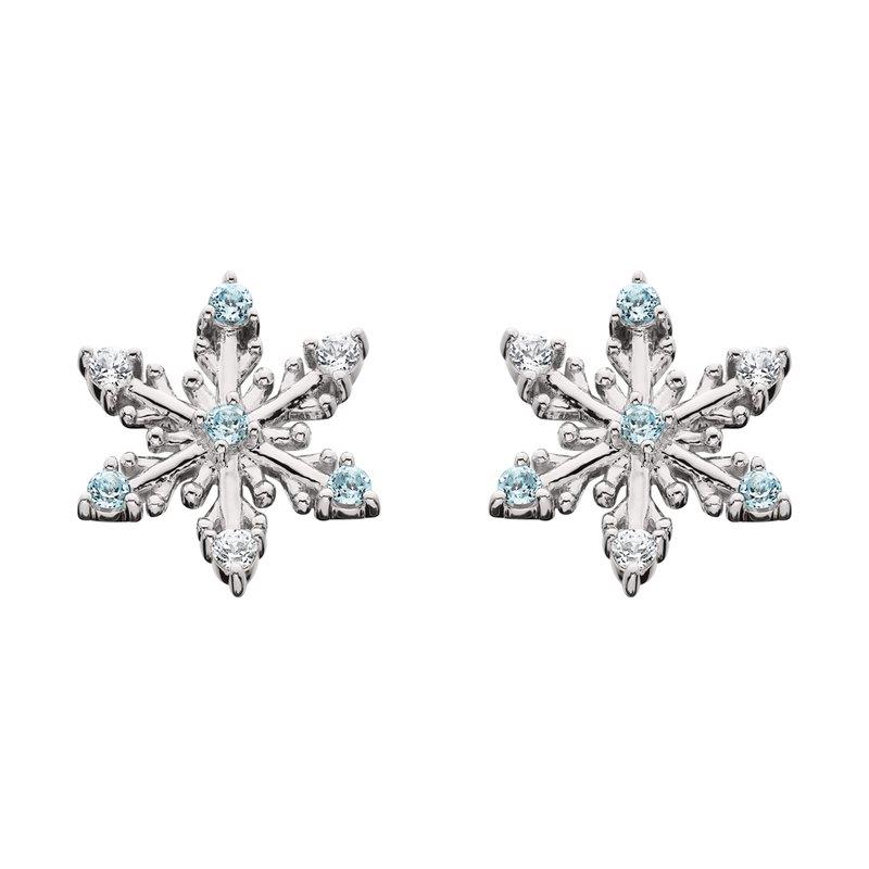 Featured image for “Sterling Silver Blue and White Topaz Snowflake Earrings”