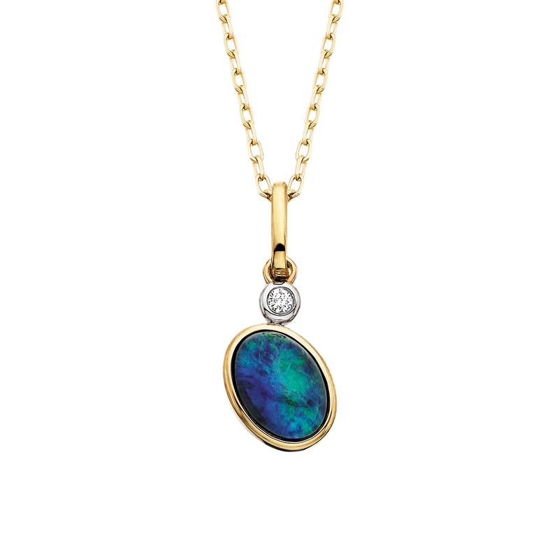 Featured image for “10k Opal Triplet Pendant with Diamond Accent”