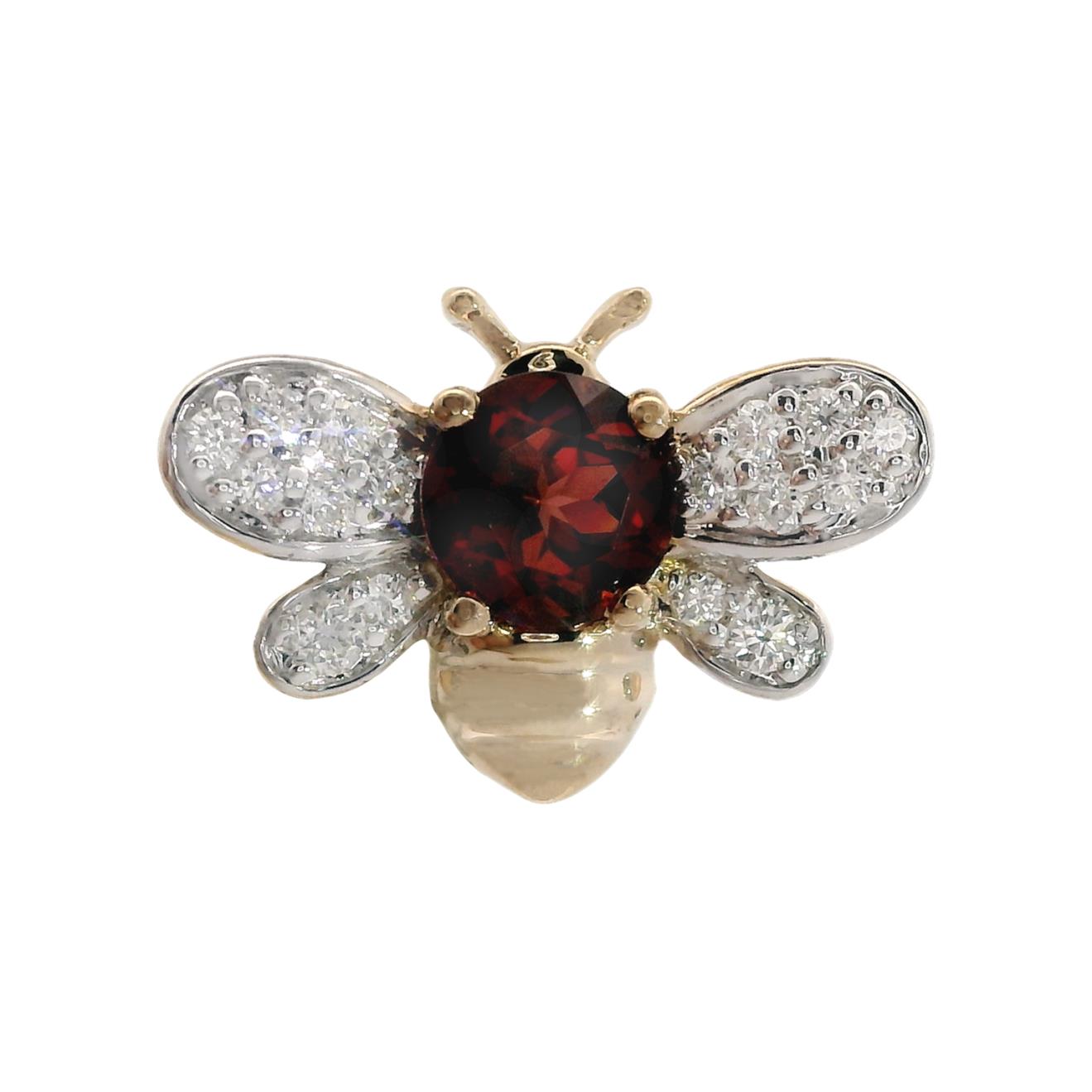Featured image for “14k Garnet and Diamond Bee Pendant”