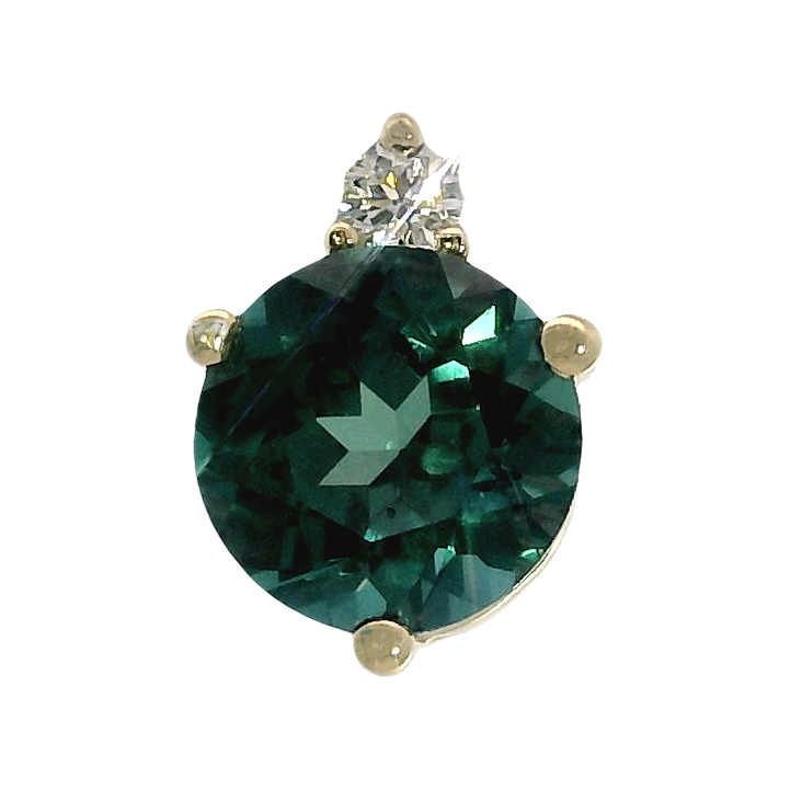 Featured image for “14k Created Alexandrite Pendant with Diamond Accents”