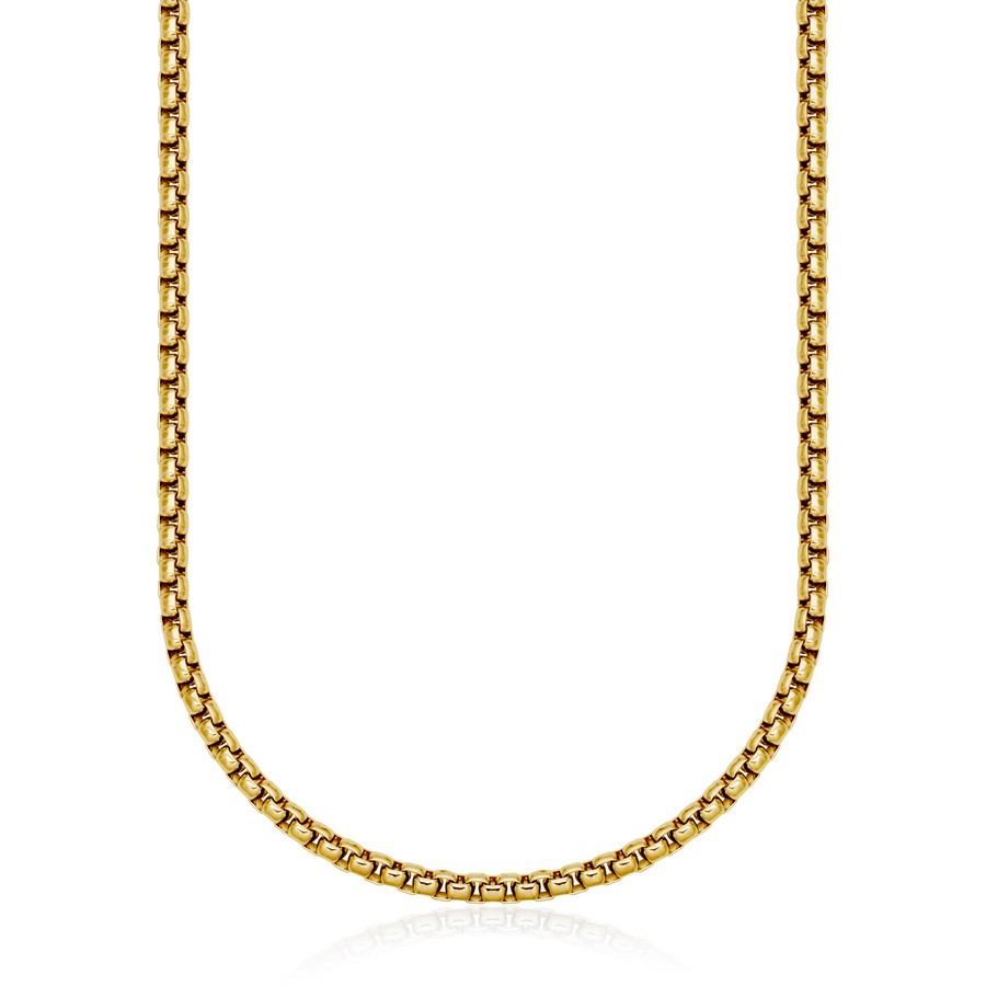 Sterling Silver IP Gold 5mm Round Box 22" Chain.