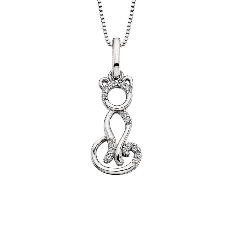 Featured image for “Sterling Silver White Topaz Cat Pendant”