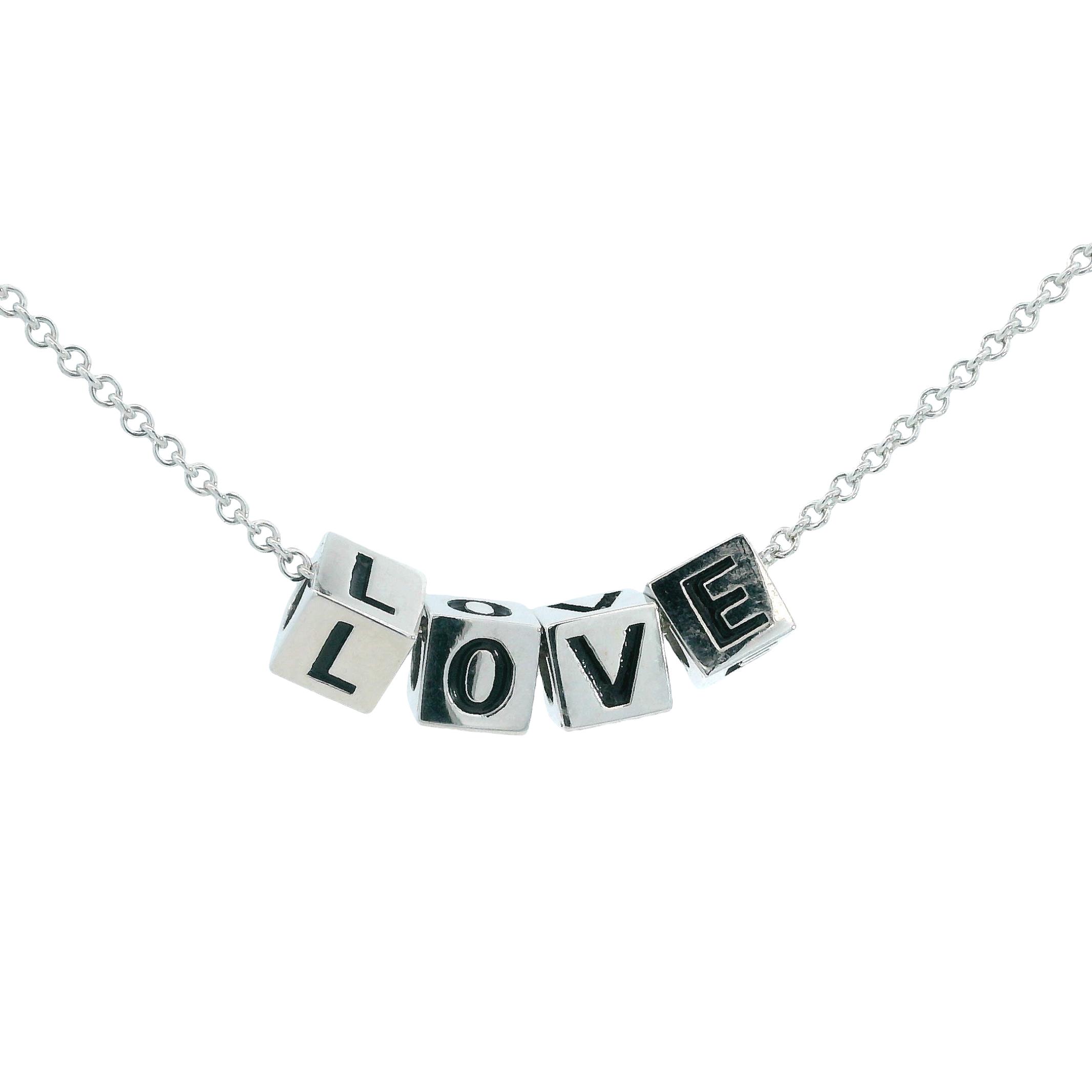 Sterling Silver Cube "Love" Pendant