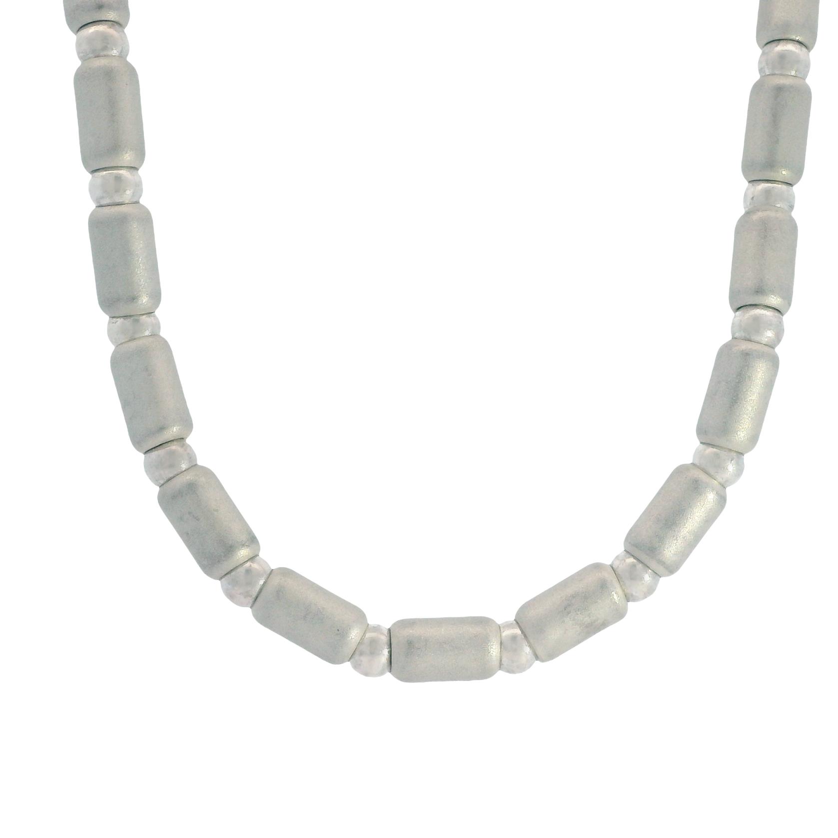 Sterling Silver Satin Finish Tube Bead Necklace