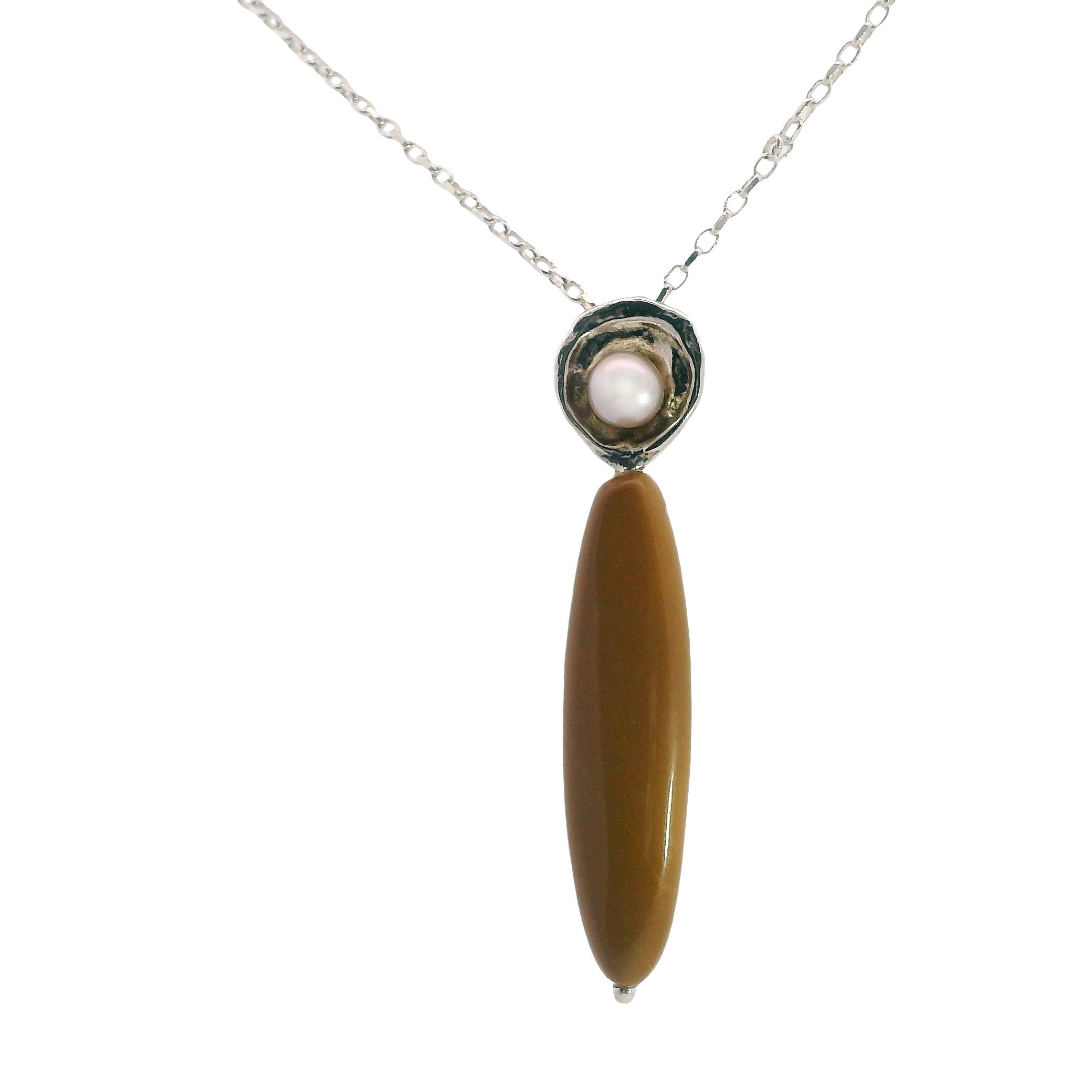 Sterling Silver and Brown Agate Pendant