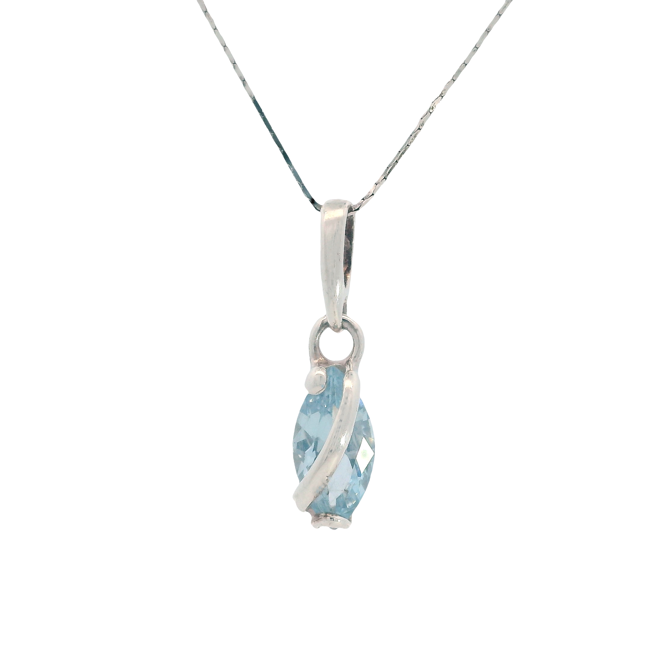 Sterling Silver W/Light Blue CZ Pendant