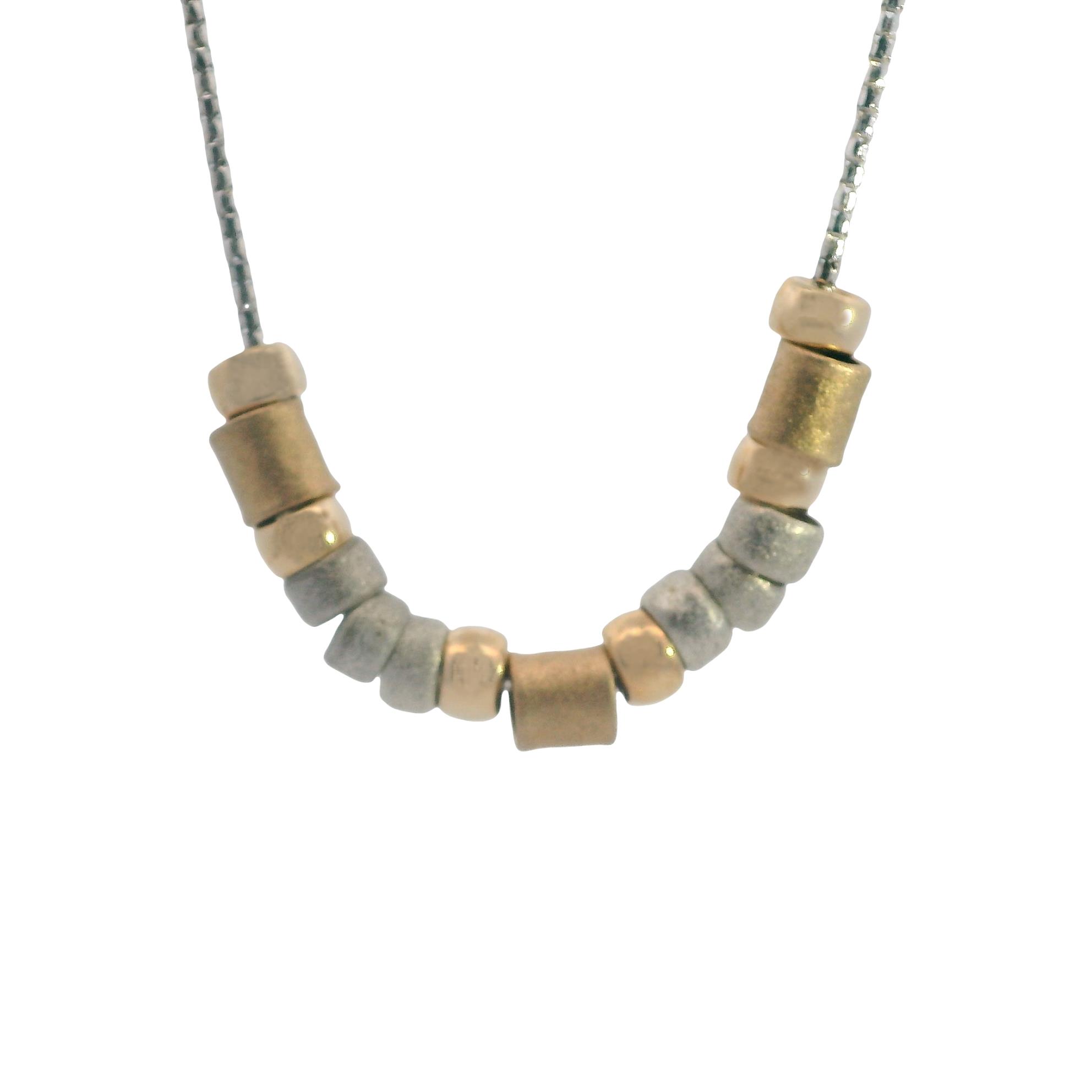 Featured image for “Sterling Silver Round and Tube Bead Necklace”