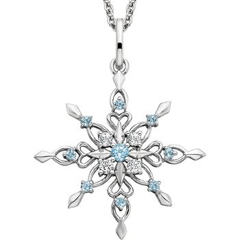 Sterling Silver Blue and White Topaz Snowflake Pendant