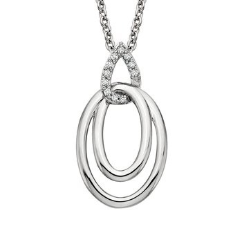 Sterling Silver Double Oval Diamond Pendant