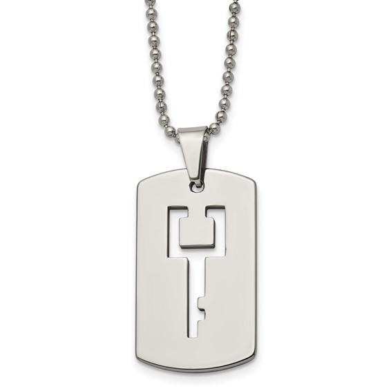 Featured image for “Tungsten Dog tag necklace with key cutout.”