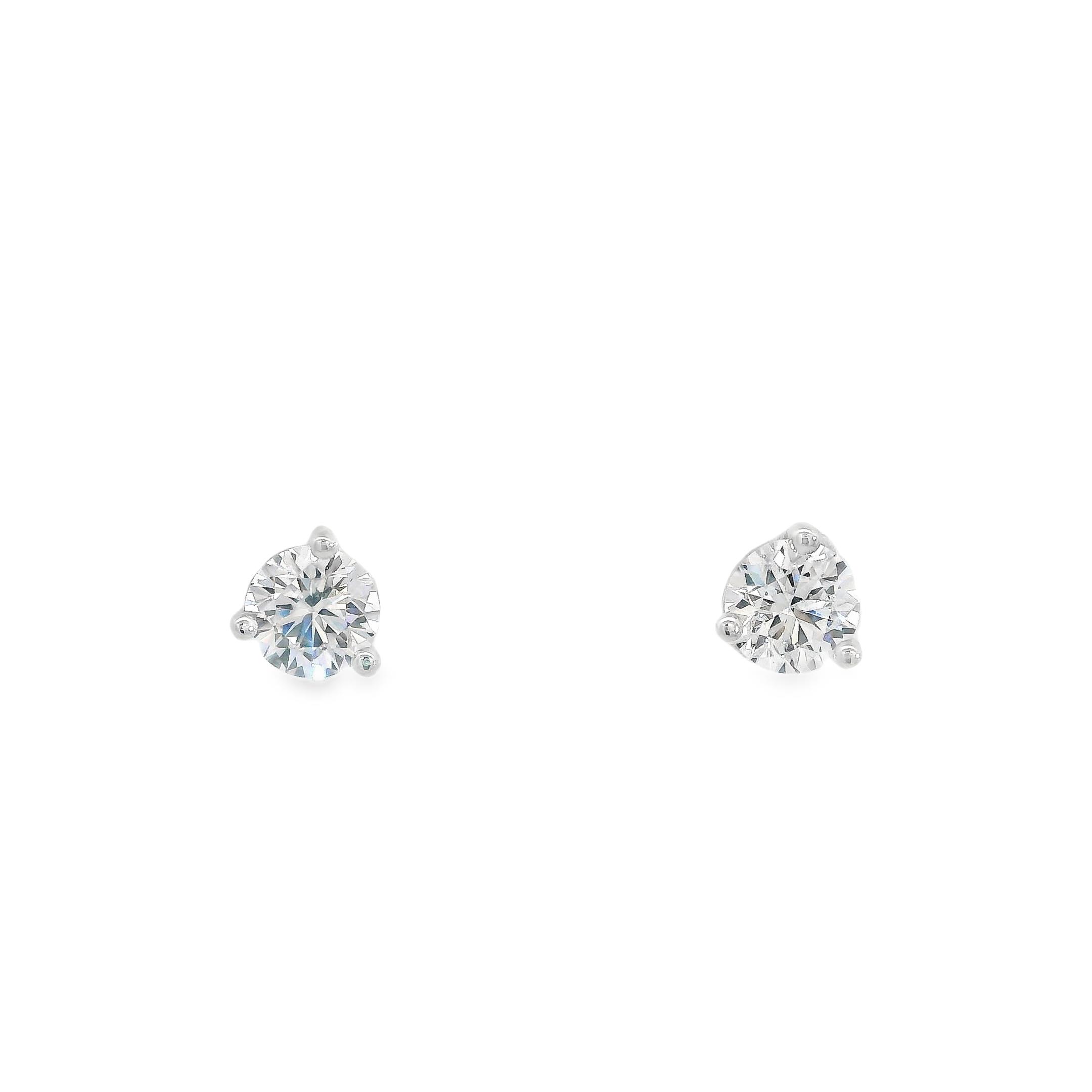 Sterling Silver Round .75TW Swarovski Stud Earrings