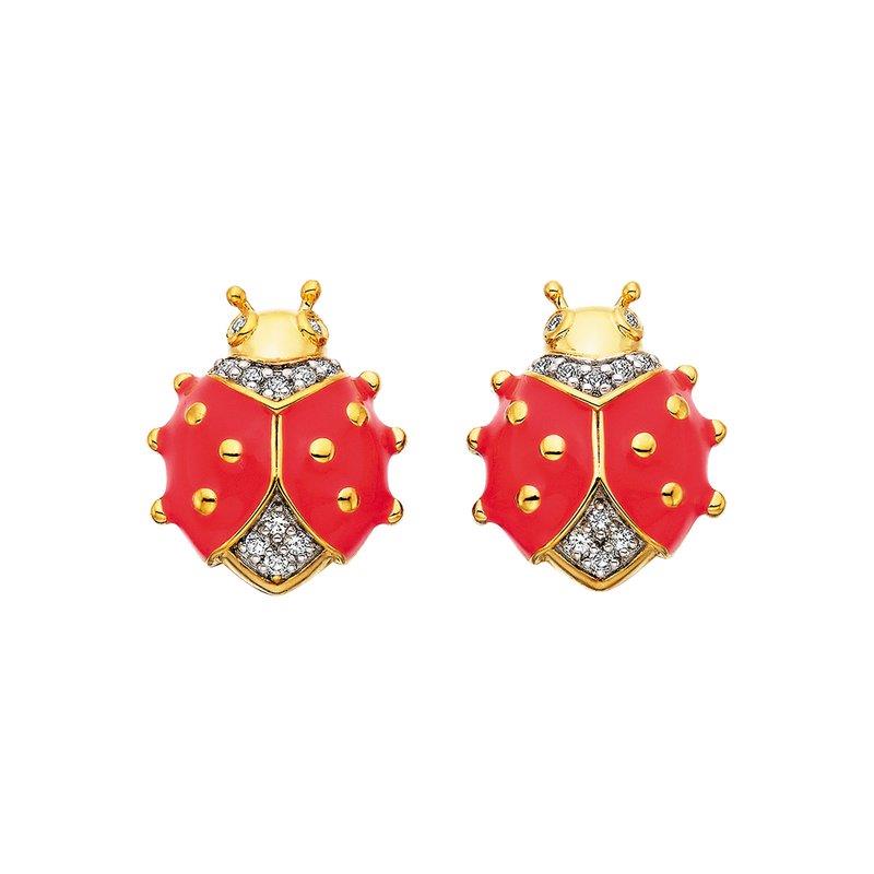 Featured image for “Vermeil Enamel Ladybug Earrings with White Sapphire Accents”