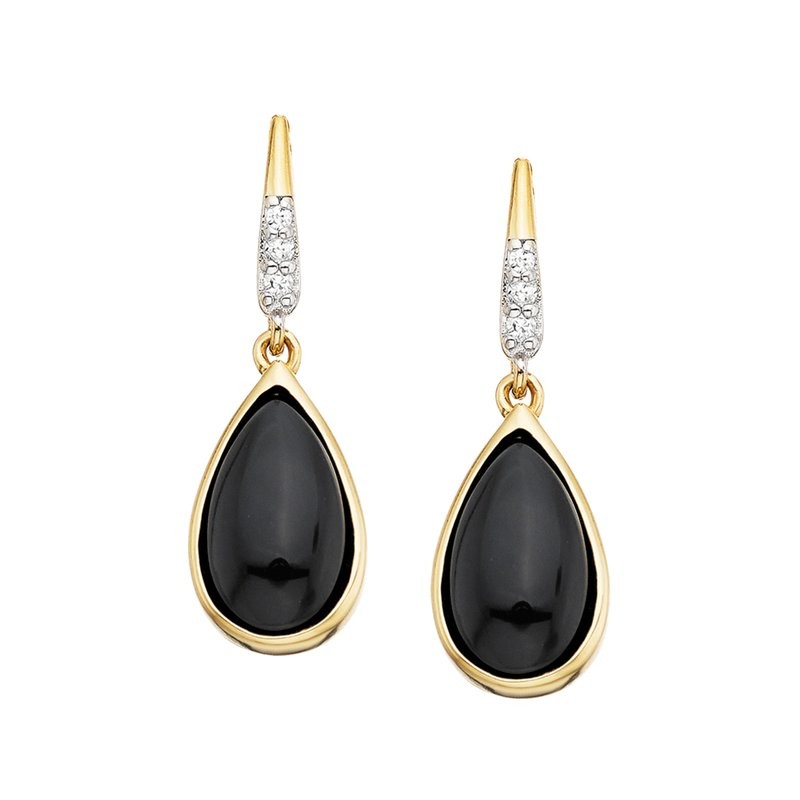 Featured image for “Vermeil Onyx Earrings with Diamond Accents”
