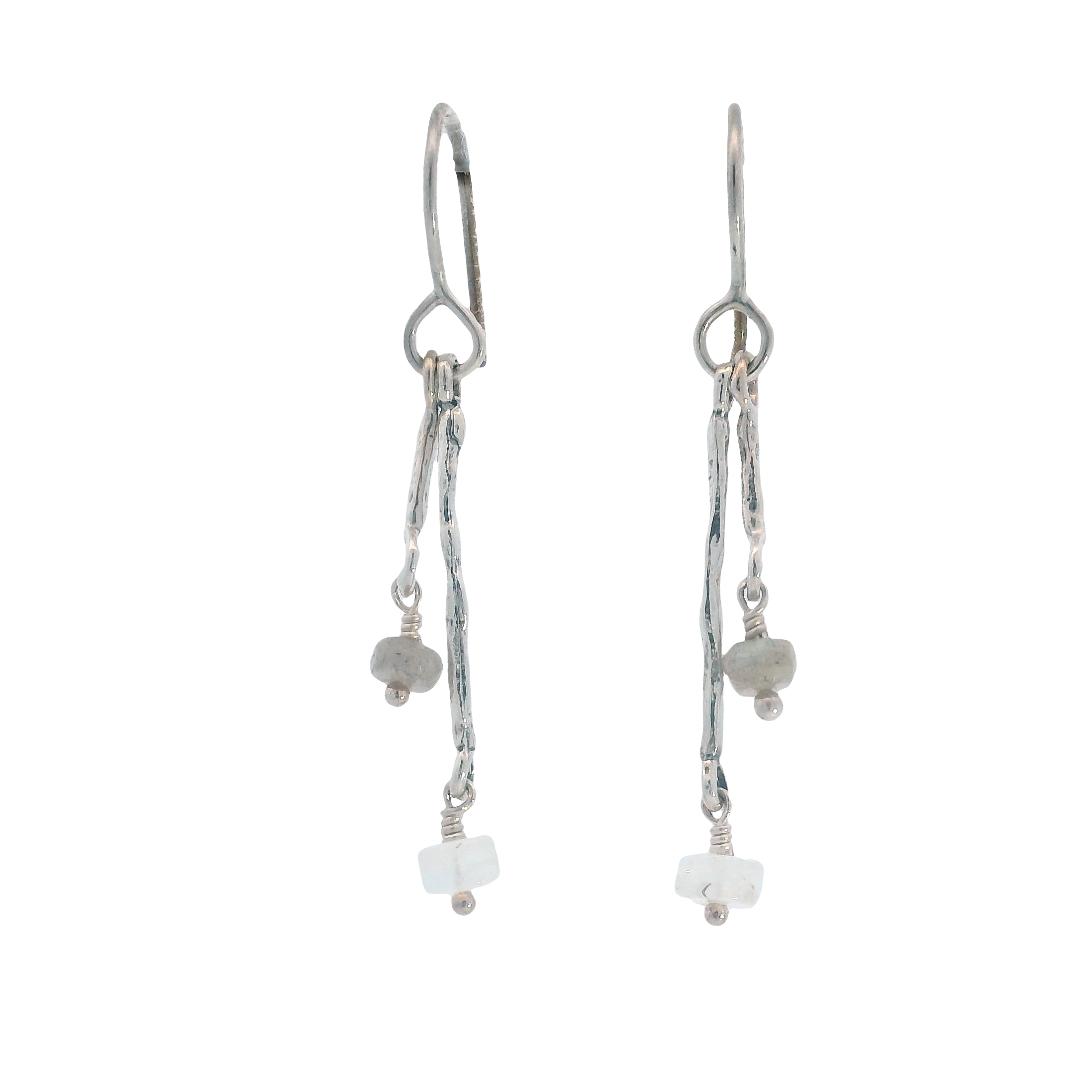 Sterling Silver Moonstone and Blue Labradorite Dangles