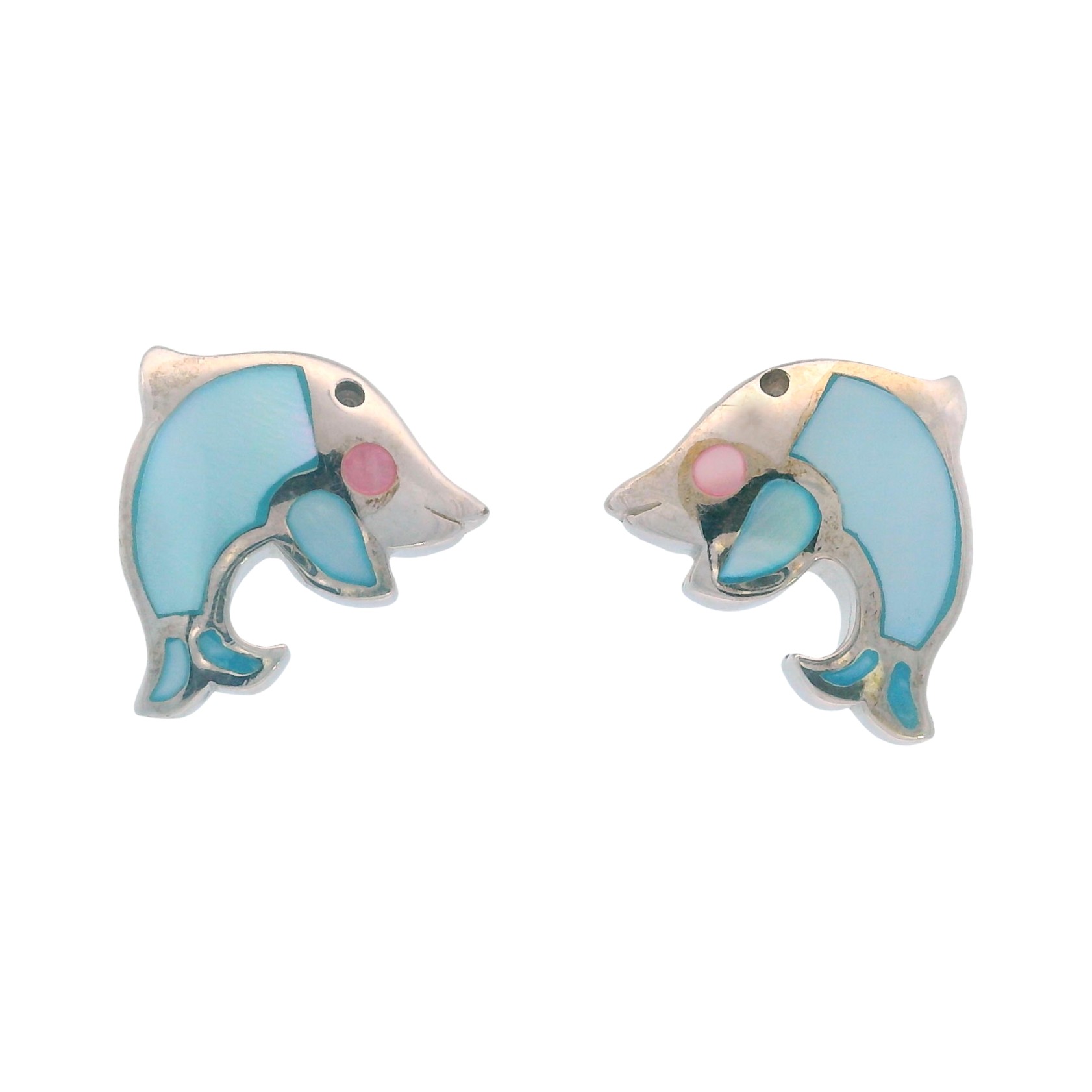 Sterling Silver Mother of Pearl Dolphin Studs